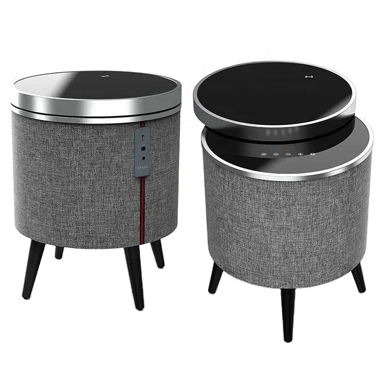 Стеклянная черная Быстрая зарядка боковой журнальный столик TWS AUX сабвуфер умная