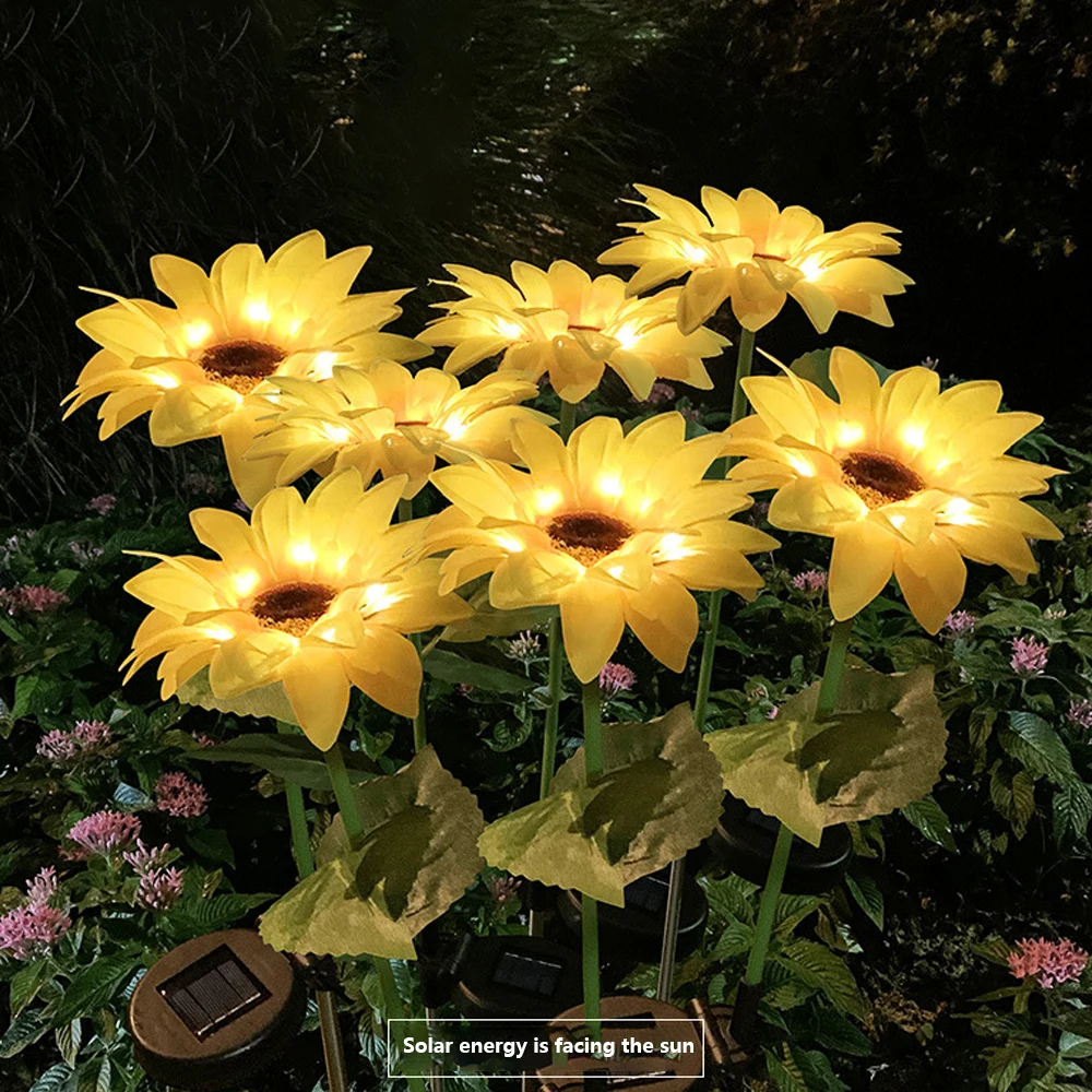

Solar Sunflowers Outside Garden Lawn Light IP65 Waterproof Flowers Pathway Lamp for Patio Yard Wedding Holiday Decoration