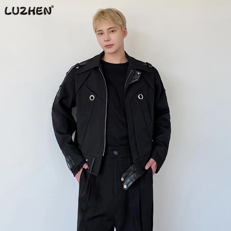 

LUZHEN Splicing Niche Design Men's Casual Jackets High Quality Street Wear Pleat Original Stylish Male Coat 2023 Autumn A603b2