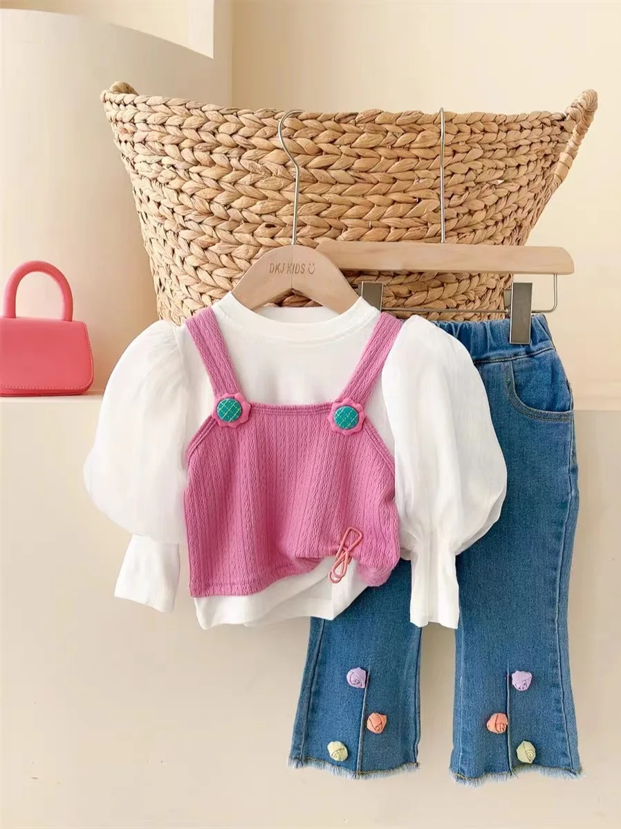 Детские комплекты весна-осень новинка прекрасный жилет для девочек нижняя