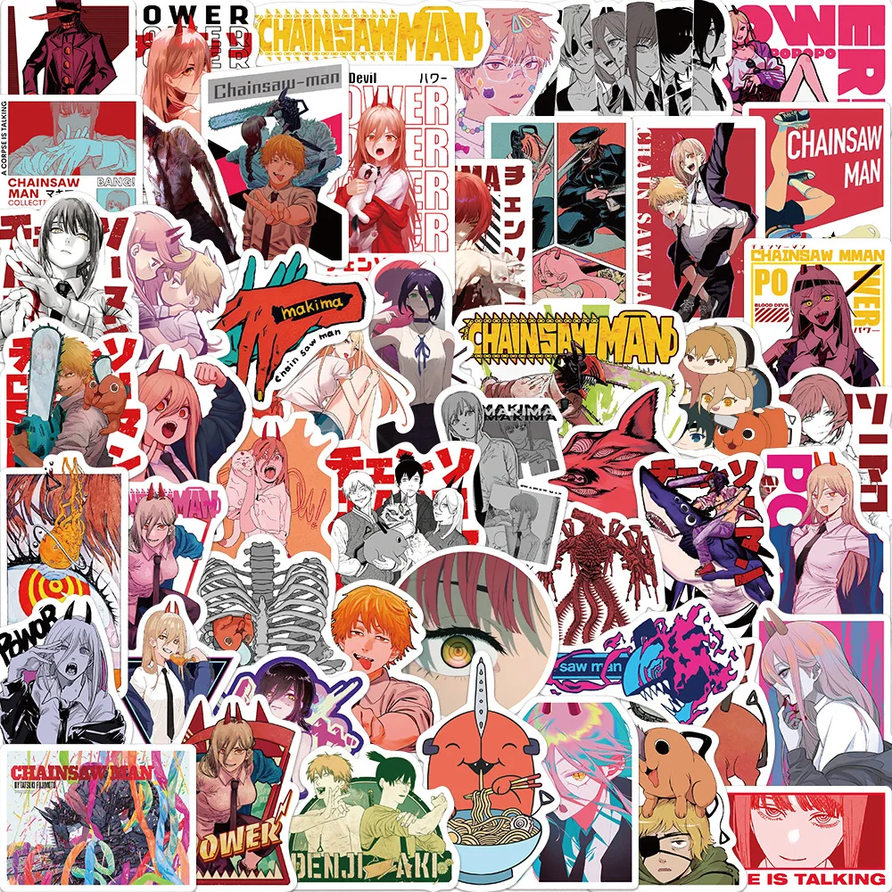

10/30/50PCS New Anime Chainsaw Man Cartoon Stickers Graffiti Motorcycle Travel Luggage Guitar Skateboard Waterproof Sticker