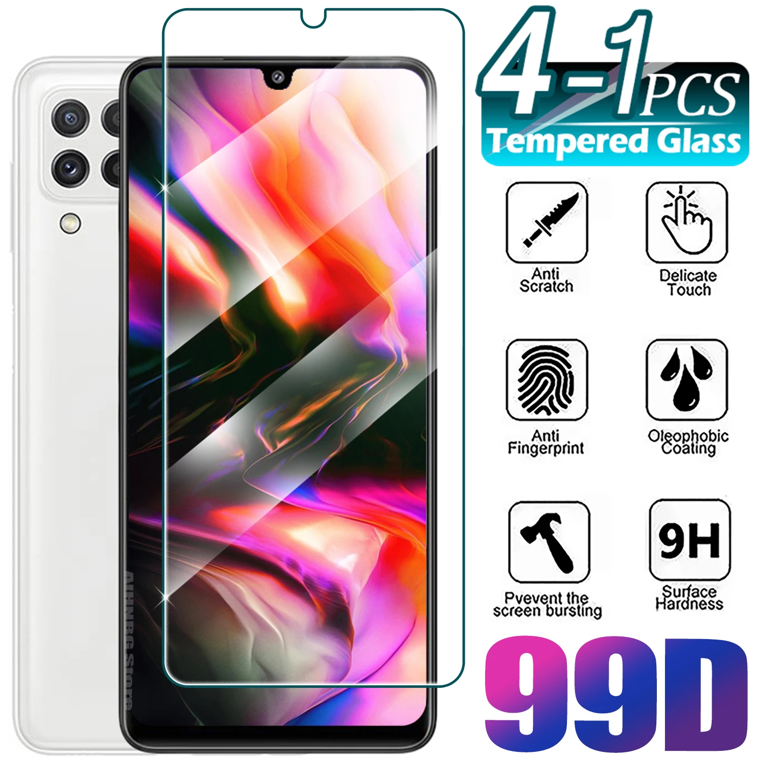 1/4 шт. закаленное стекло для Samsung Galaxy A02 A12 A22 4G A32 A42 A72 защитная пленка экрана A52s 5G