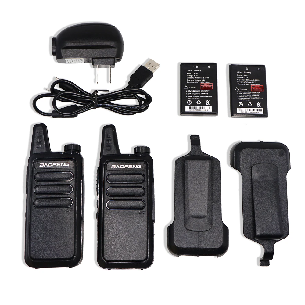 2pcs/lot Baofeng BF-R5 Mini Walkie-talkie BF R5 USB Charging Handheld FM Transceiver CB Radio UHF bf-888s bf888s Two Way Radio
