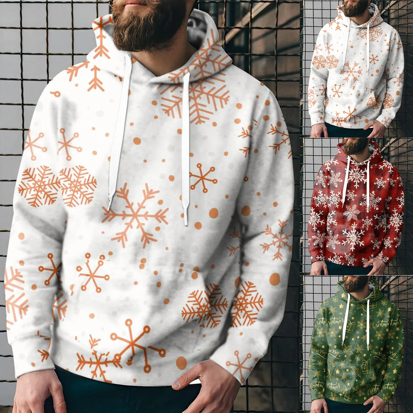 

Новые худи с графическим рисунком для мужчин и женщин, модные рождественские повседневные свитшоты с принтом снежинок и граффити, уличная о...