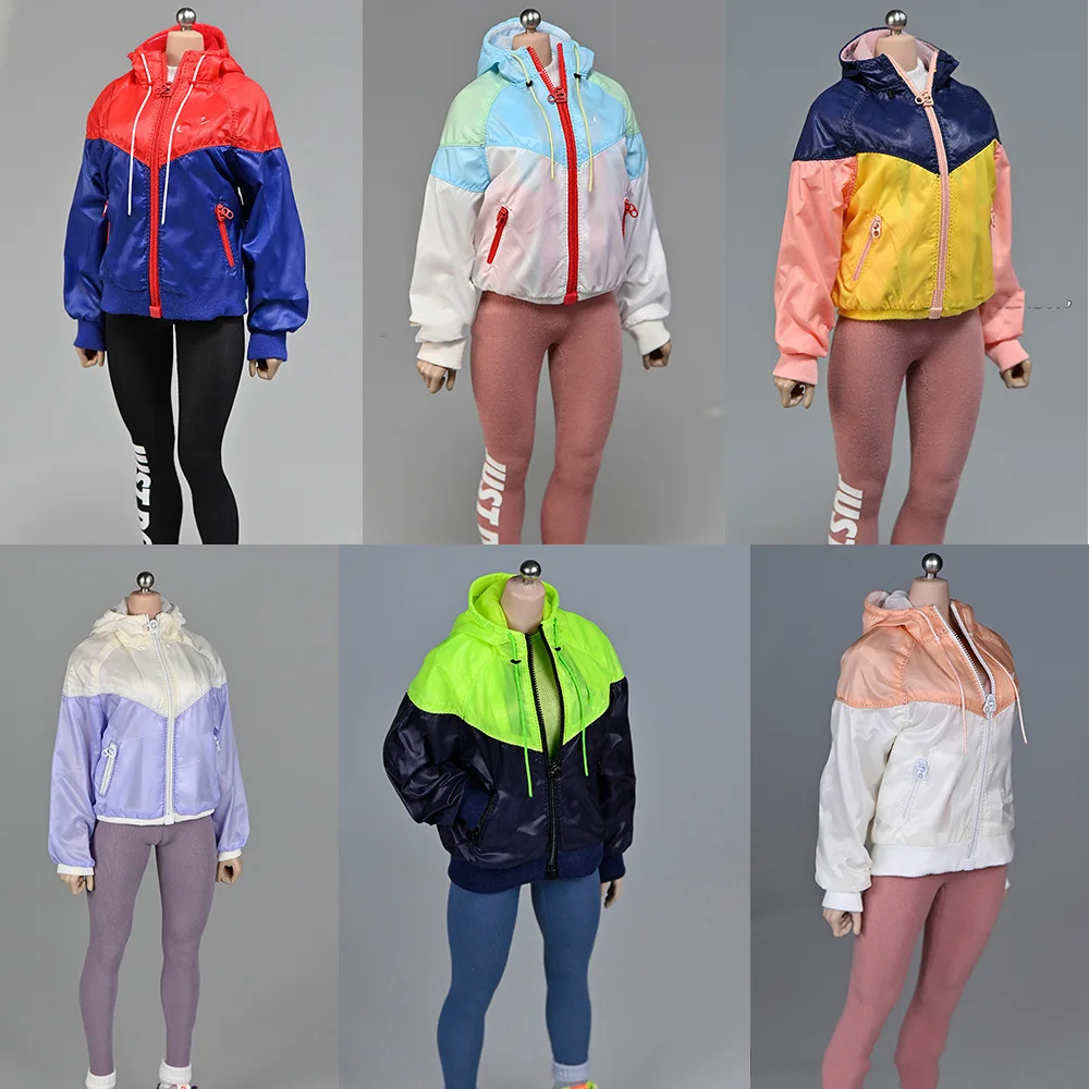

1/6 Female Soldier Fashion Outdoor Jackets Sport Coat Yoga Pants Running Hoodies Gym Windproof Clothes Set for 12 inches Body