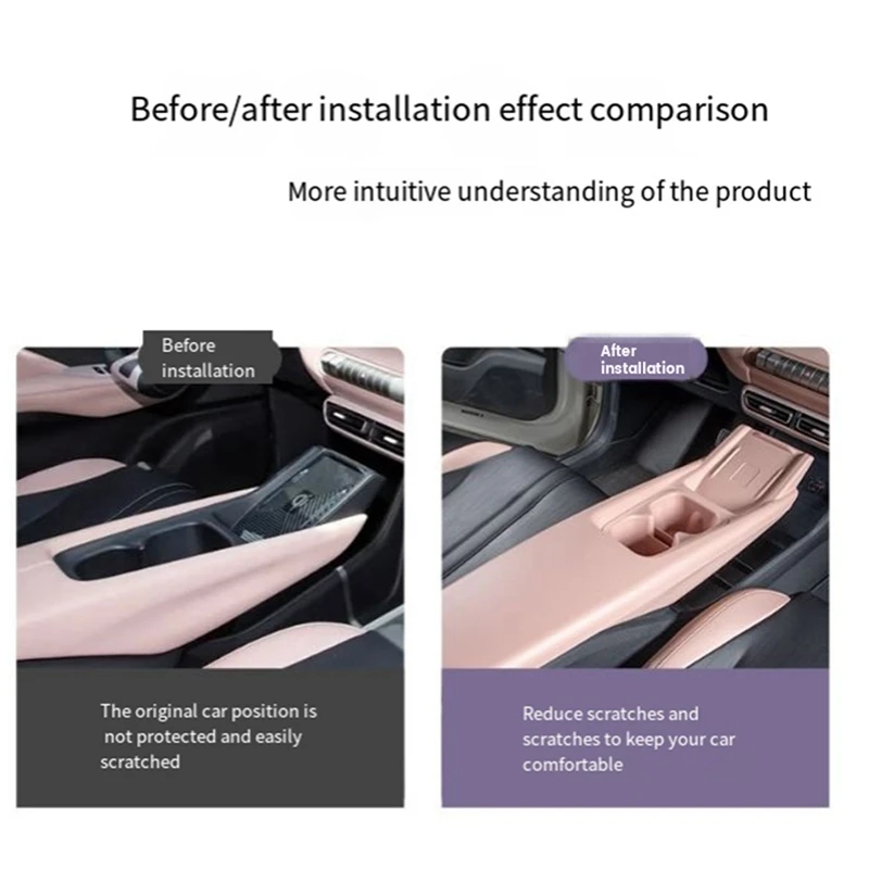 Car Center Armrest Panel Cup Holder Storage Box Decorative Trim Covers For BYD Dolphin Mini / Seagull