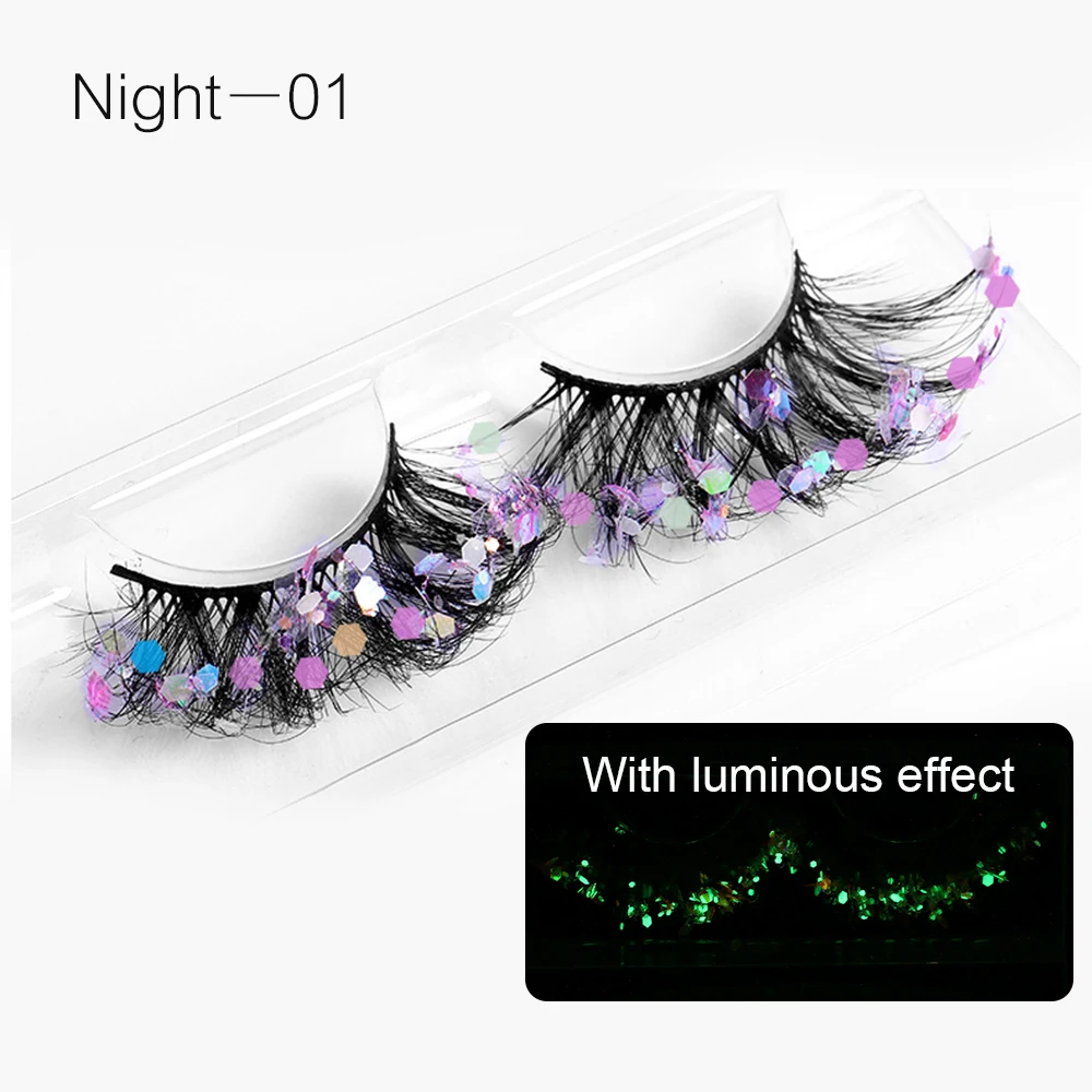 

1Pairs 3D Luminous False Eyelashes Natural Glitter Sequins Crisscross Fake Eyelash Handmade Makeup Lash Extension Makeup Tools
