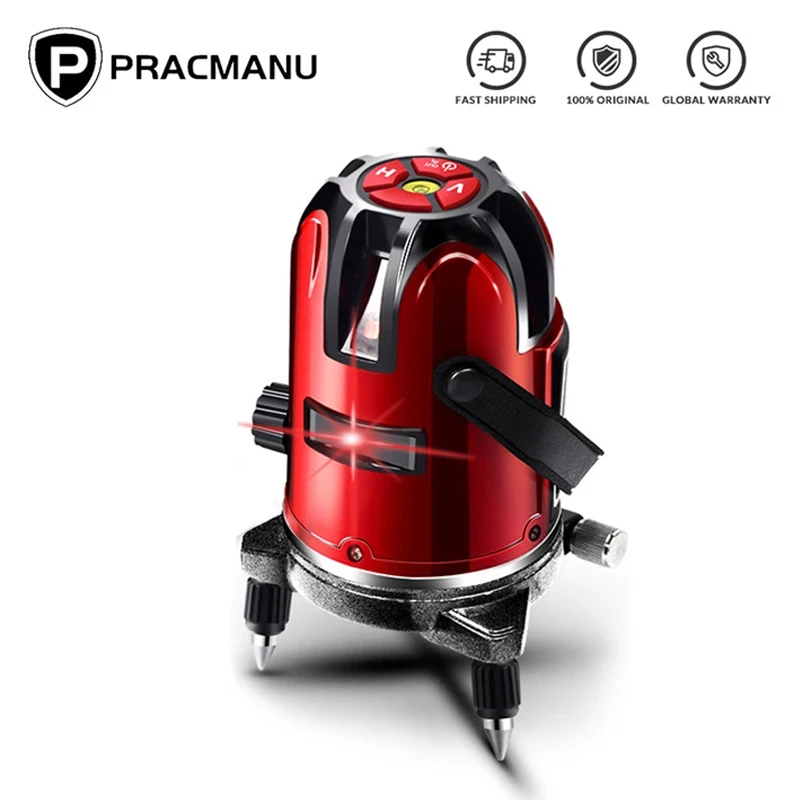 

Pracmanu Red Laser Level Self-leveling 360 Degree 5 Lines 6 Points Horizontal & Vertical Adjustable High Visibility Outdoor Mode