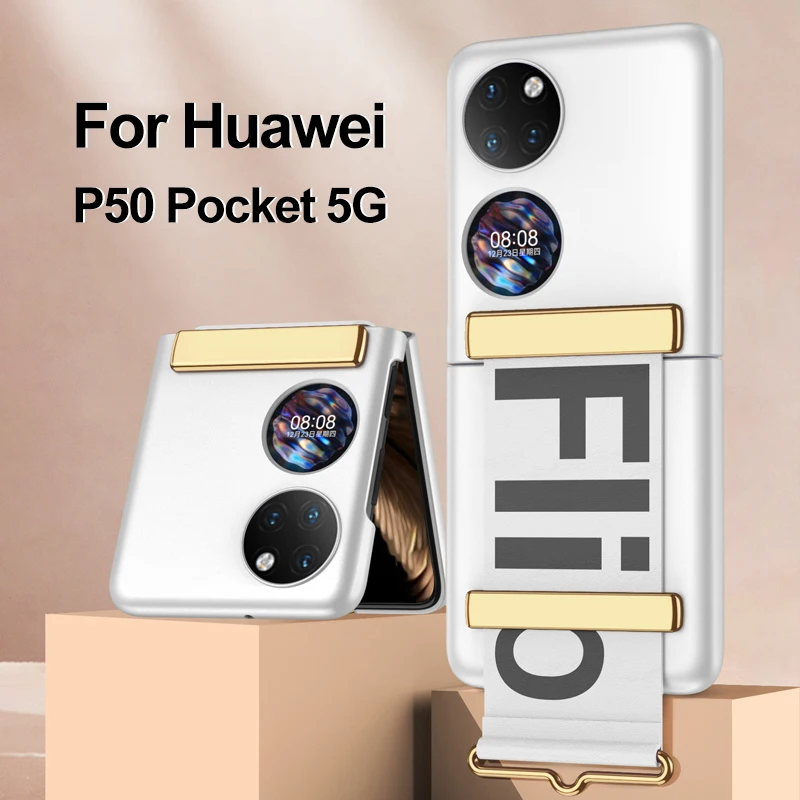 

GKK Original Painted Wrist Strap Case For Huawei P50 Pocket 4G Case Plastic Frame Protection Phone Cover For Huawei P50 Pocket