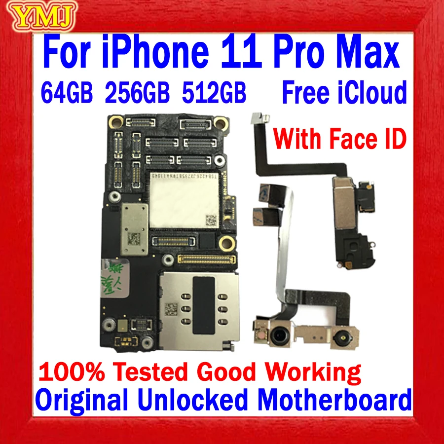 

100% Tested Full Working Mainboard For IPhone 11 PRO MAX Motherboard Clean ICloud 64GB 256GB 512GB Logic Board Original Unlocked