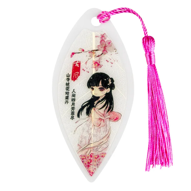 

Chinese Style Cute Cartoon Ancient Costume Beauty Hanfu Leaf Bookmark Girl Cartoon Gifts