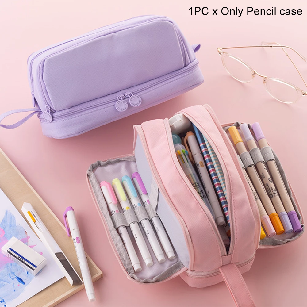 

Waterproof Large Capacity Pencil Case Pen Holder For Kids Boys Girls 4 Compartments With Handle Gift Students Zippered Polyester