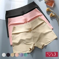 3 pcsset one piece ice silk women boxer shorts mid waist solid color ruffles leggings womens anti glare breathable female