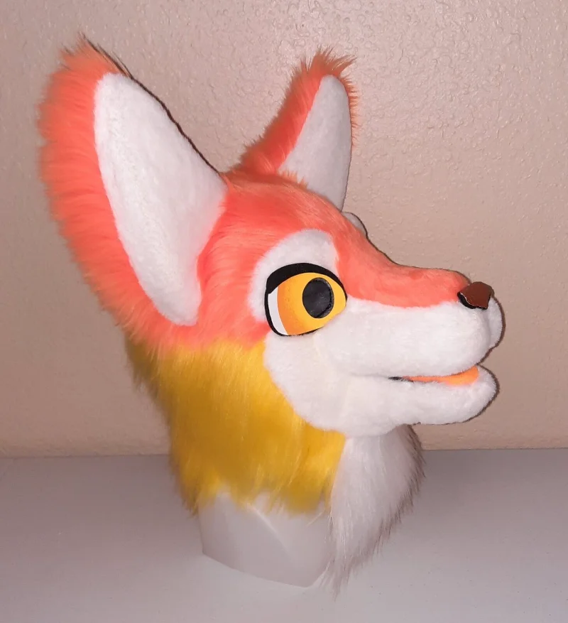 Костюм-маскарад лисы-собаки с меховым мехом, частичной головой и хвостом, для косплея и карнавалов.