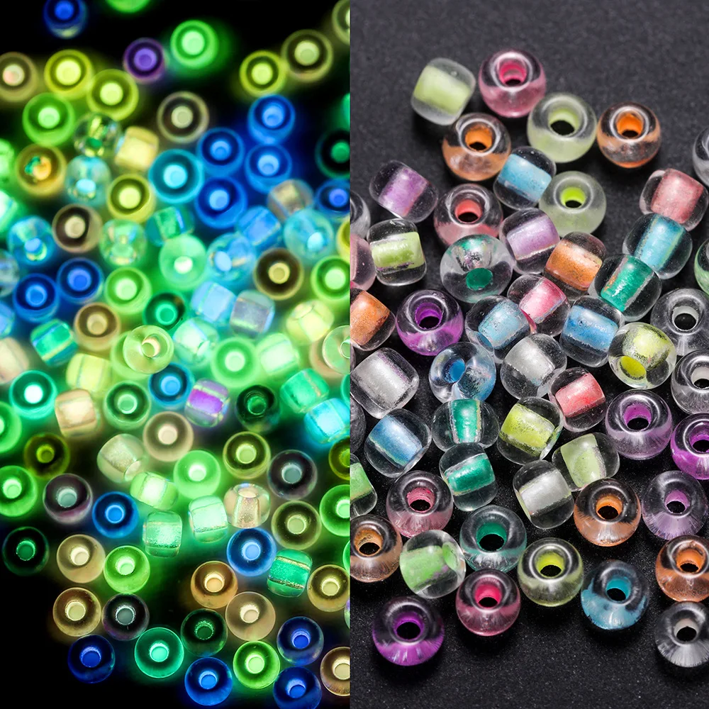 

600pcs 3mm Rice Beads Multi-Color Variety Of Luminous Dyed Core Loose Large Hole Fluorescent Diy Matt