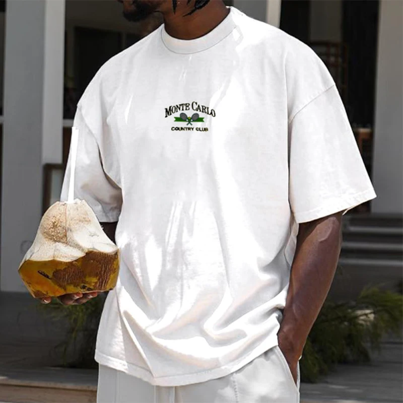 

Футболка мужская оверсайз с коротким рукавом, модная тенниска с графическим принтом, уличная одежда, повседневная Свободная майка с круглым вырезом, лето 2023