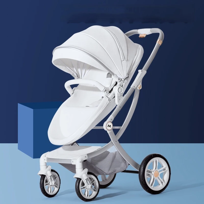 Baby Stroller 2in1/3 In 1,Luxury Baby Carriage with Car Seat,Eggshell Newborn Baby Stroller Leather Baby Carriage High Landscape enlarge
