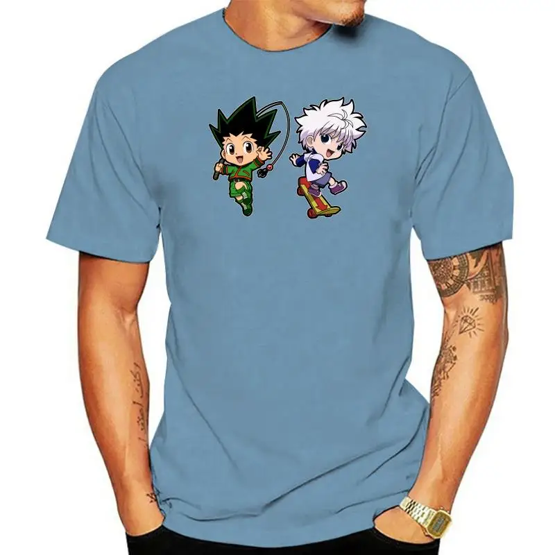 Мужская футболка Hunter X Gon Killua Chibi рок-н-ролл 100% хлопок футболки harajuku |