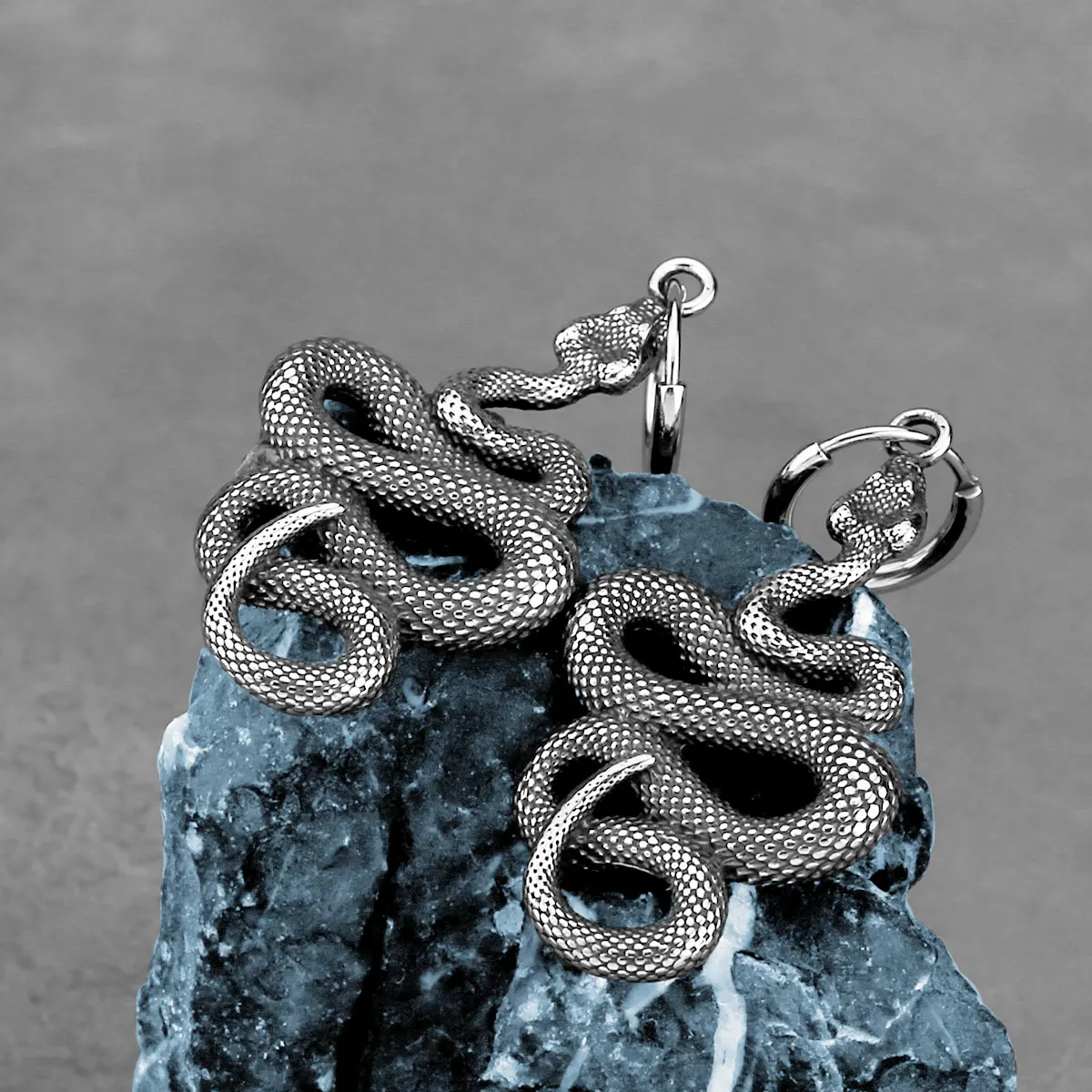 

New Creative Viking Street Tail Snake 316L Stainless Steel Earrings Fashion Animal Earrings Men's and Women's Jewelry Wholesale
