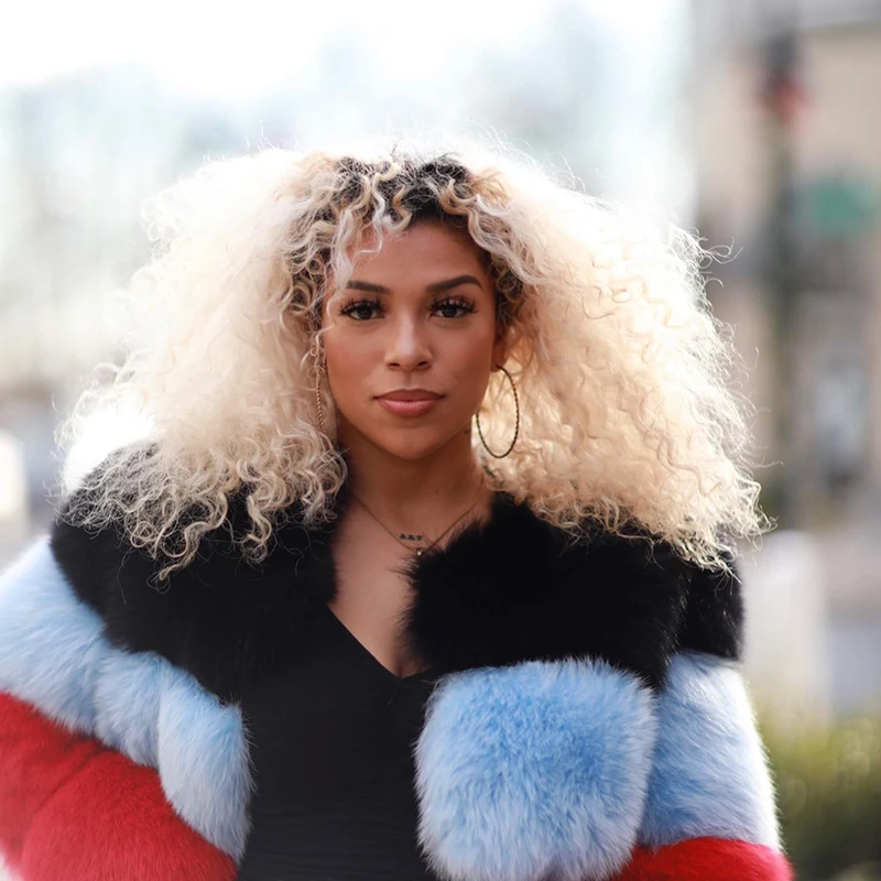 Contrast Color Natural Fox Fur Jacket Women Streetwear Winter New Thicken Warm Tide Outertwear Lady Genuine Fox Fur Coat Female