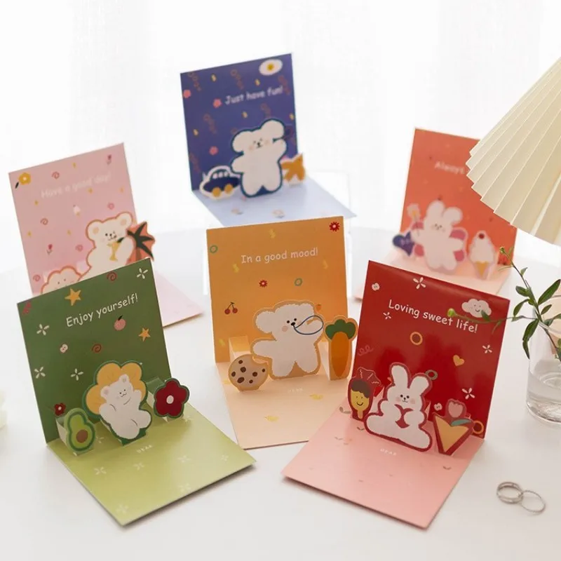 

1/6pcs Happy Birthday Card For Kids Friends Family 3D Birthday Cake Pop-Up Greeting Cards Postcards Gifts with Envelope
