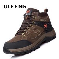 popular men winter boots genuine leather sneakers for man fur plush snow shoes warm outdoor ankle boots classic hiking footwear