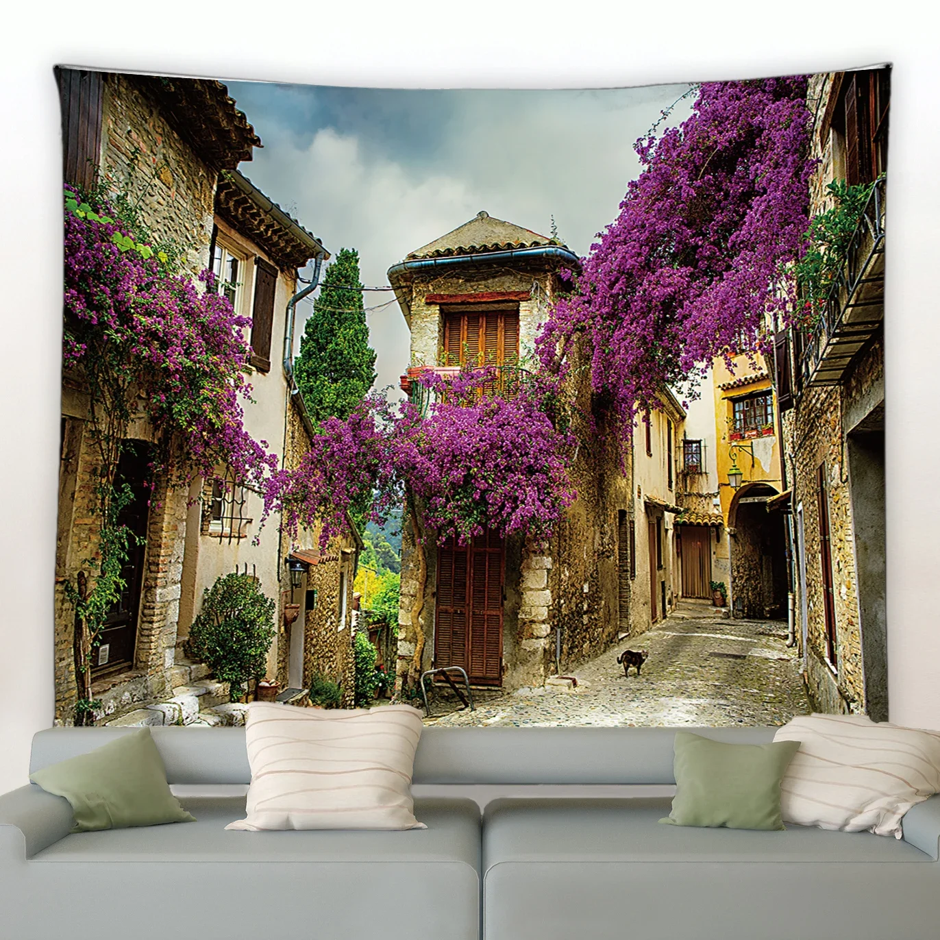 

Гобелен в европейском стиле ретро, винтажные уличные цветы, настенные гобелены, океан, природный ландшафт, искусственный сад, украшение на стену
