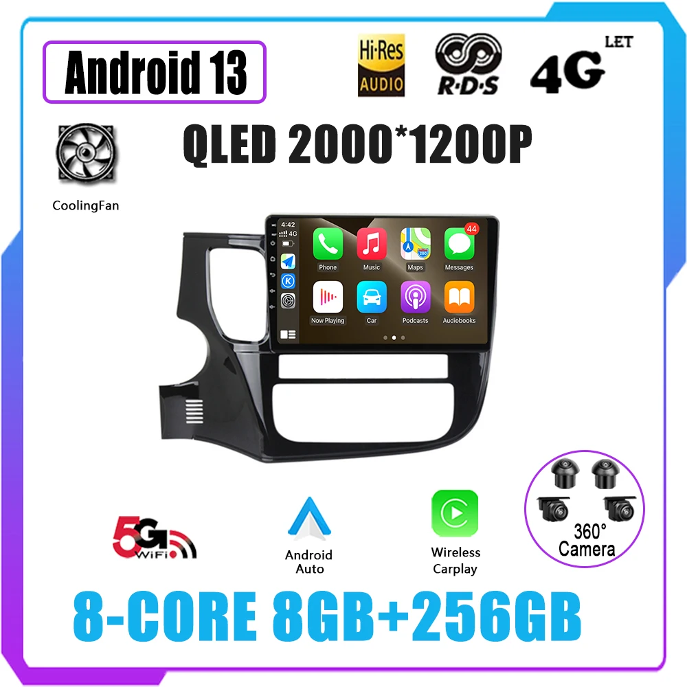 

Car Multimedia Player Radio For Mitsubishi Outlander 3 2012-2018 Video 4G DVD Stereo Audio Head Unit Carplay Speakers Android 13
