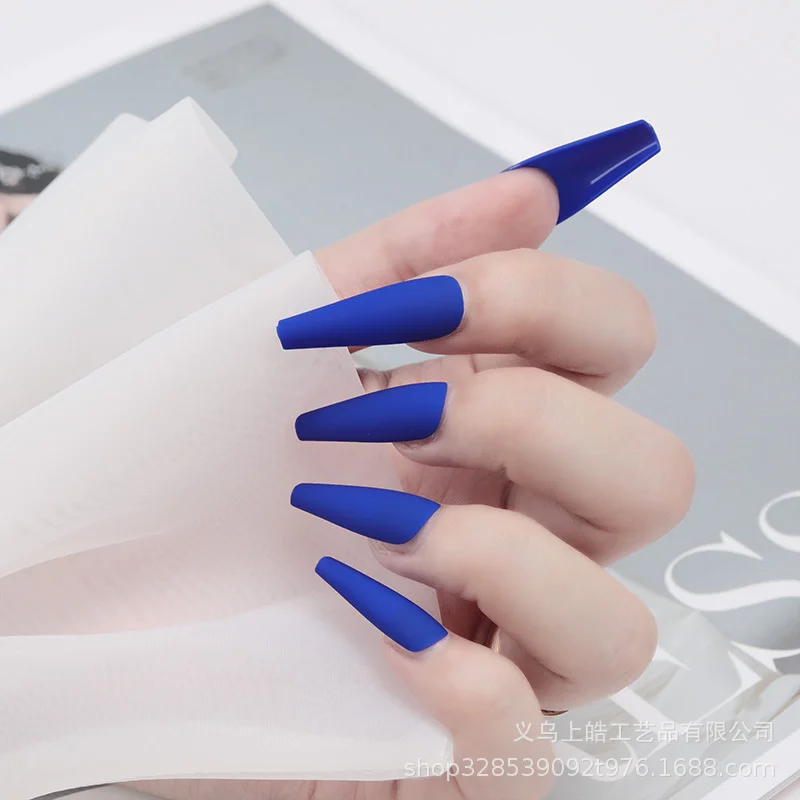 

Blue matte extra long ballet false nail 24 finished nail patches