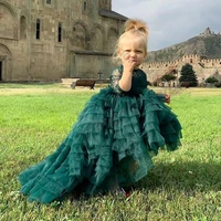 green stunning tiered lace toddler flower girl dresses baby fashion one year birthday costumes wedding modeling gown customised