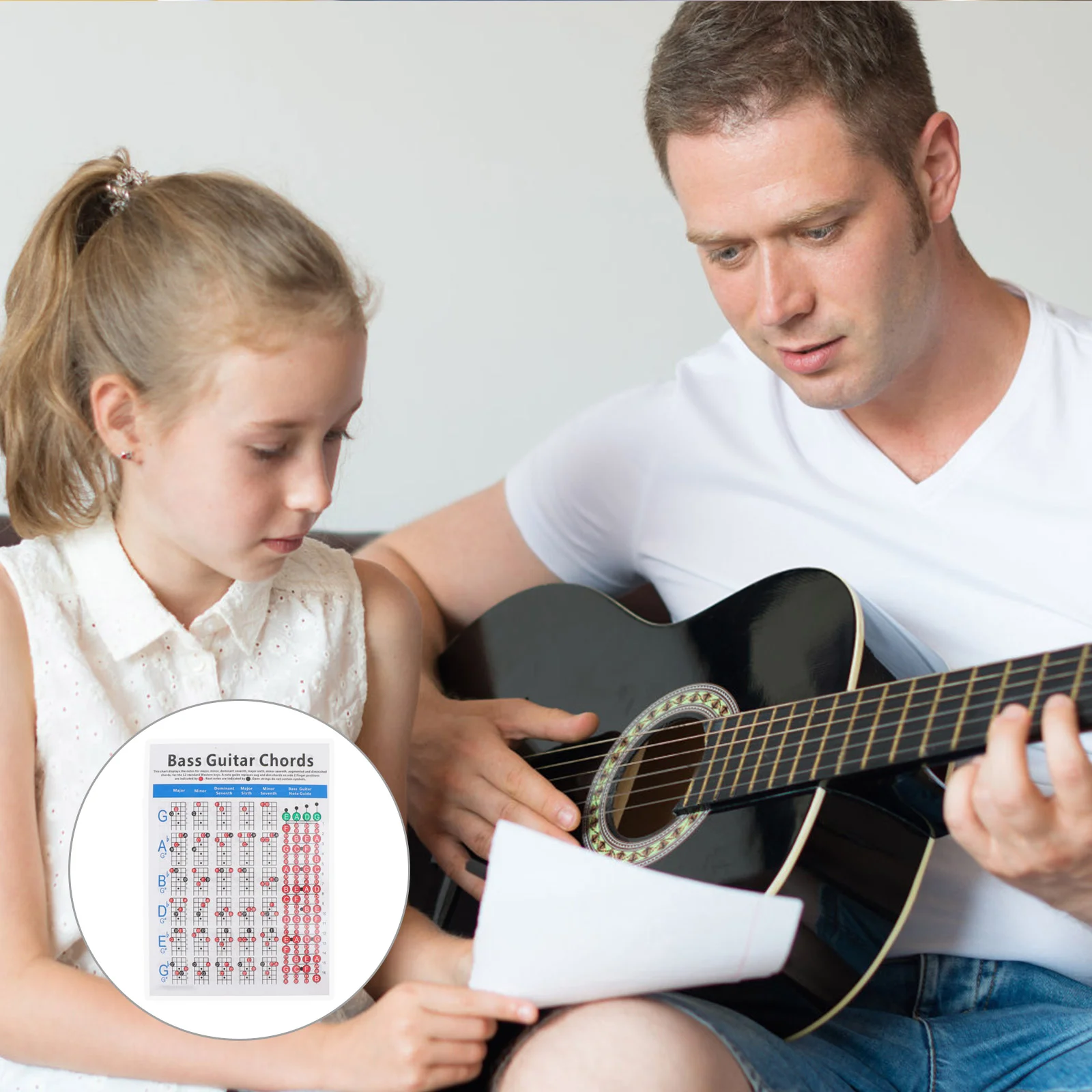 

Electric Bass Chord Diagram Practice Chart Coated Paper Fingering Guitar Poster Training Guide Guitars