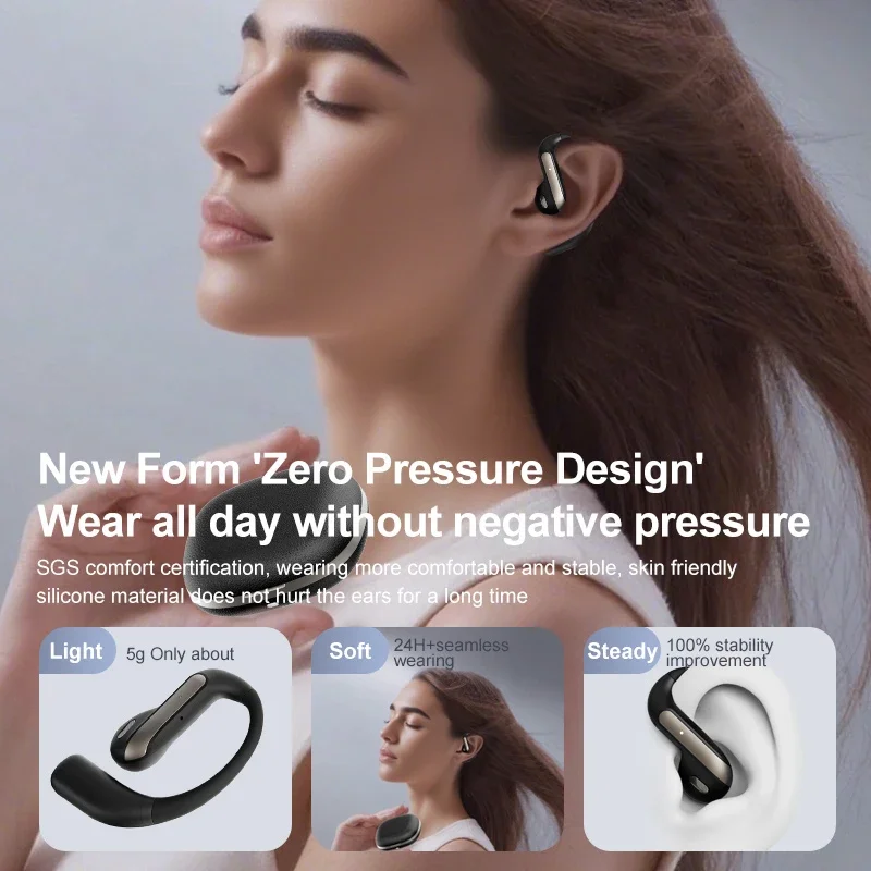 Фото Xiaomi Smart AI Translation Headset Стереозвук Полувкладыши Воздушная проводимость Настоящая беспроводная спортивная долговечная Bluetooth-гарнитура №5