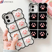 case for iphone 11 12 pro max mini xs xr 6 7 8 plus relieve stress push bubble soft silicone 3d cute cartoon cat paw phone cover