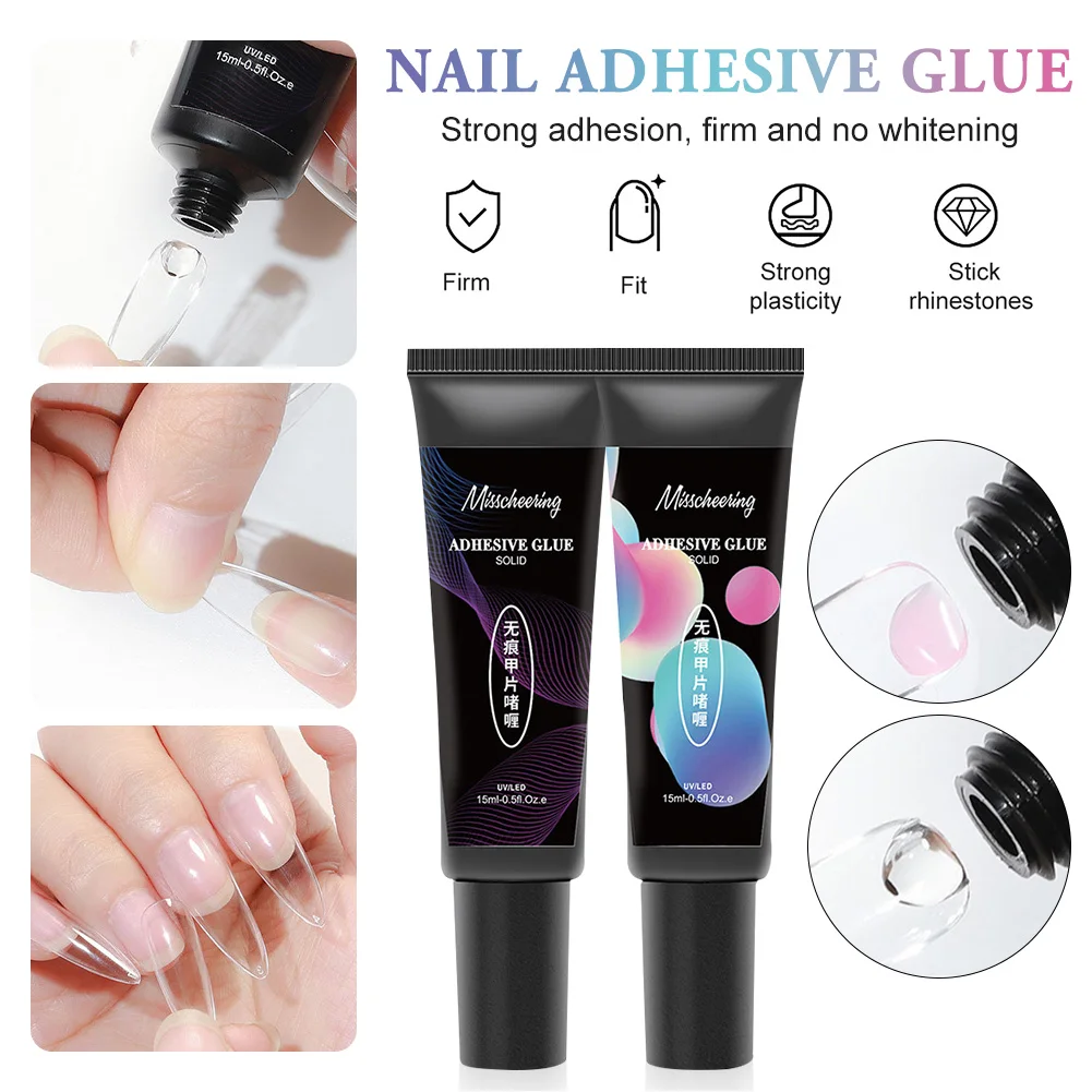 

15ml Nail Extension Gel Nail UV Glue UV/LED Fast Drying Solid Nail Adhesive Glue Gel For Fake Nails Rhinestones Manicure Tool