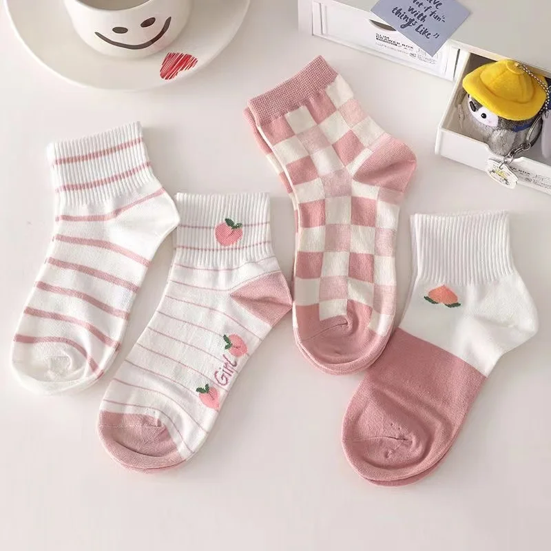 5Pair New Socks For Women Girls Preppy Style Kawaii Thermal Stockings Cute Woman Socks Sweet Creative Korean Style Socks Fruit