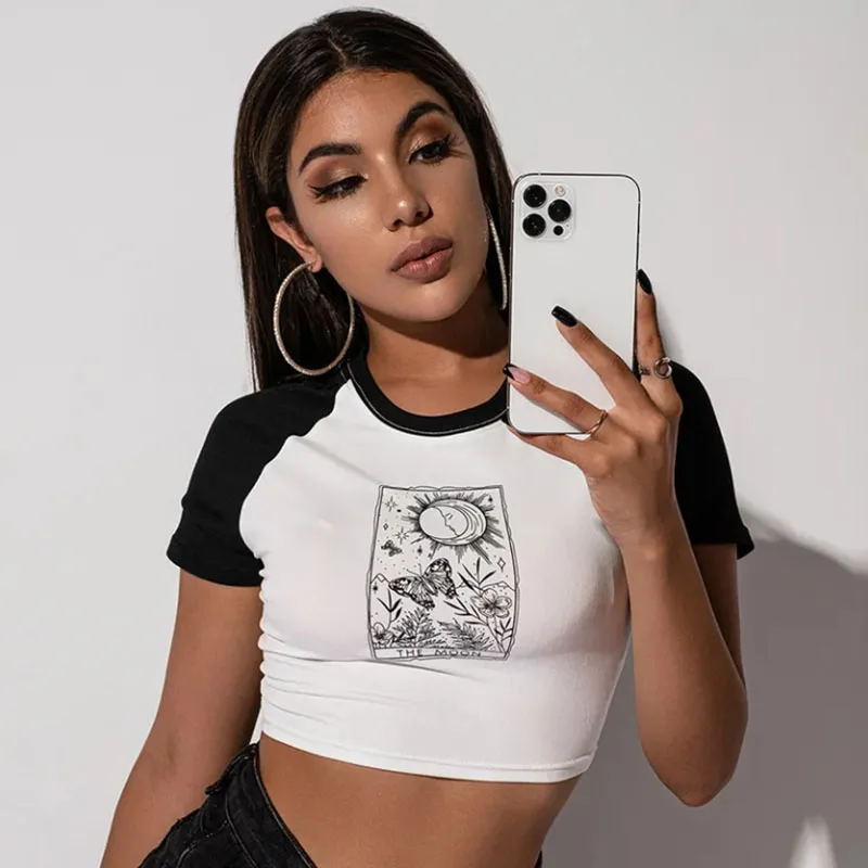 Y2K Женская сексуальная майка в стиле ретро с принтом Летний модный топ