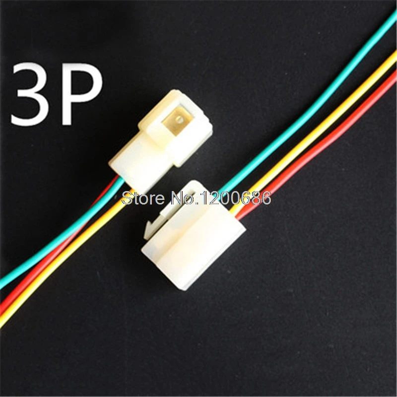 Купи 10CM 6.3mm 3P male connector harness male and female docking plug terminal wire harness за 186 рублей в магазине AliExpress