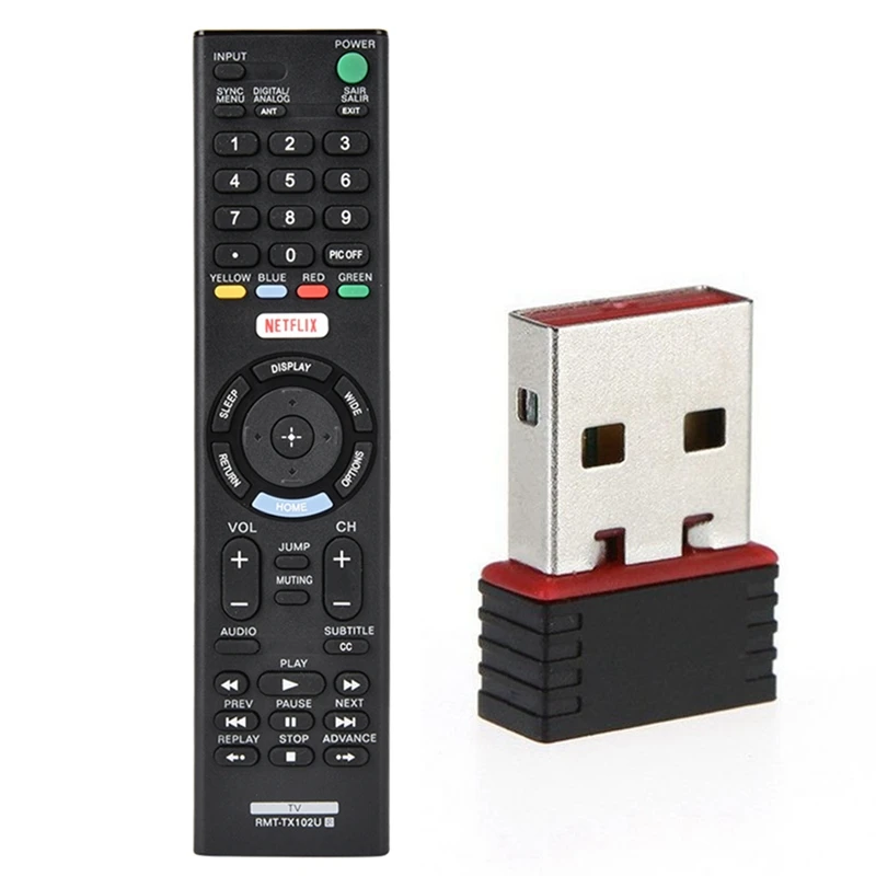 

Realtek USB Wireless 802.11B/G/N Lan Card Wifi Network Adapter RTL8188 & Smart Tv Remote Control For Sony Rmt-Tx102u