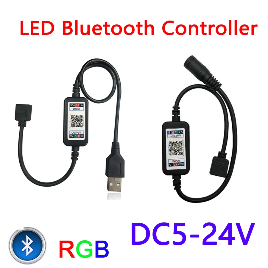 DC 5V-24V LED USB RGB Controller 12V 4Pin Wireless Music Bluetooth controller rgb For 5050 2835 3528 Led Strip Light | Освещение