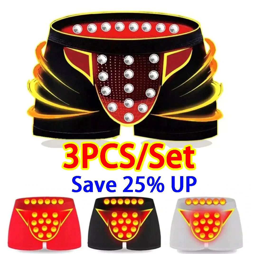 3PCS Men Magnet Underwear Soft Health Care Sex Function Improve Breathable Magnetic Therapy Lingerie Prostate Power Gay Boxers