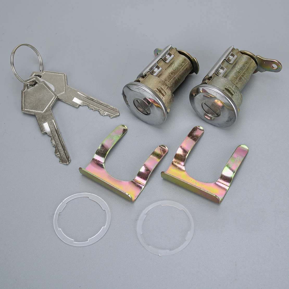 

5070004 Car Door Lock Cylinder With Key Clip Gasket Set Fit For Dodge D100 D250 D350 W150 W350 Silver