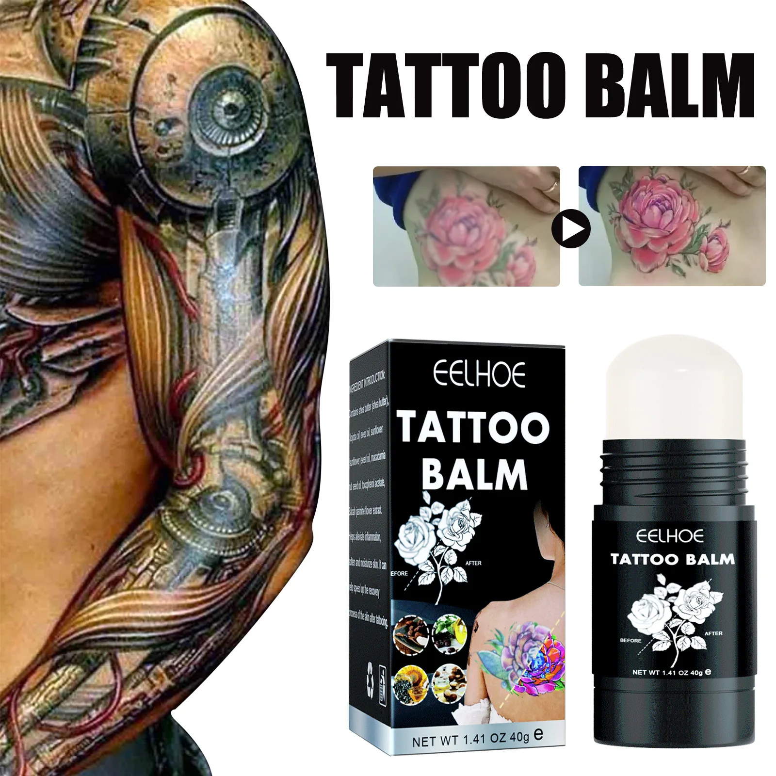 

Крем для ухода за татуировками Eelhoe, Осветляющий, рельефный бальзам, увлажняющий, цветной бальзам для улучшения кожи, палочка для восстановления бровей и татуировок