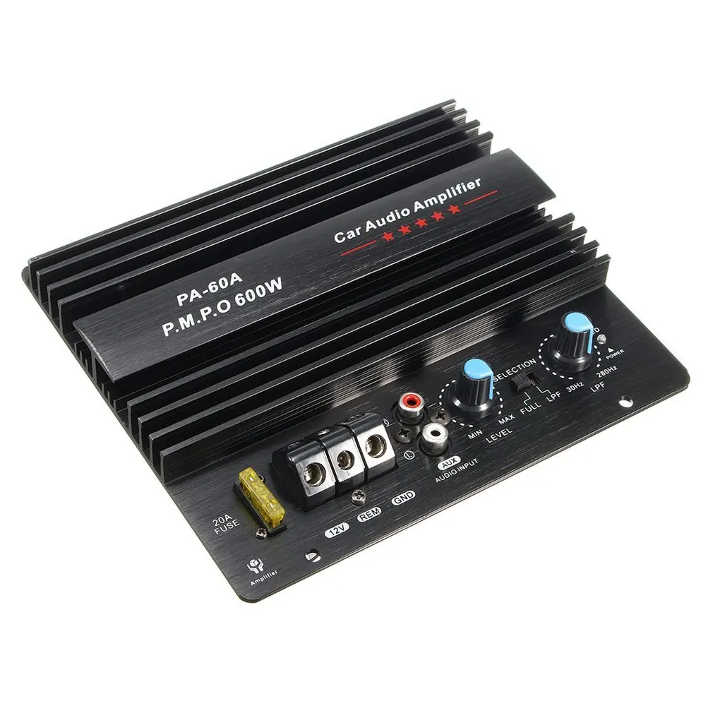 

PA-60A 12V Mono 600W High Power Car Audio Amplifier Fashion Wire Drawing Powerful Bass Subwoofers Amplifier With 20A Fuse