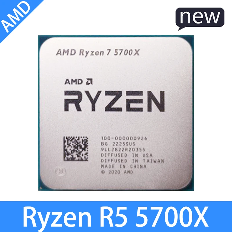 

AMD Ryzen 7 5700X Новый R7 5700X 3,4 ГГц Восьмиядерный 16-поточный ЦПУ процессор 7 нм L3 = 32M 100-000000926 разъем AM4 без вентилятора