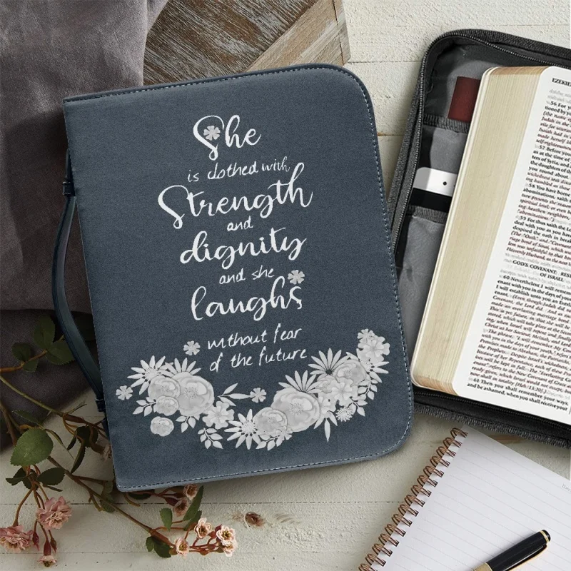 2023 Luxury PU Leather Bible Bag Cover Case Handbag For Women Storage Bags Study Book Holy Boxes Zippered Handle Paquete Bíblico