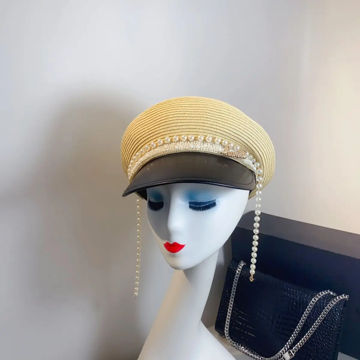 Шляпа женская из искусственного жемчуга Соломенная Шапка с подвеской в виде