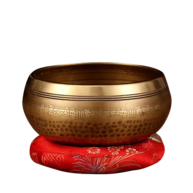 

Nepal Handmade Singing Bowls set Buddha Mantra Design Tibetan Bowl with Leather stick for Yoga Chanting Meditation