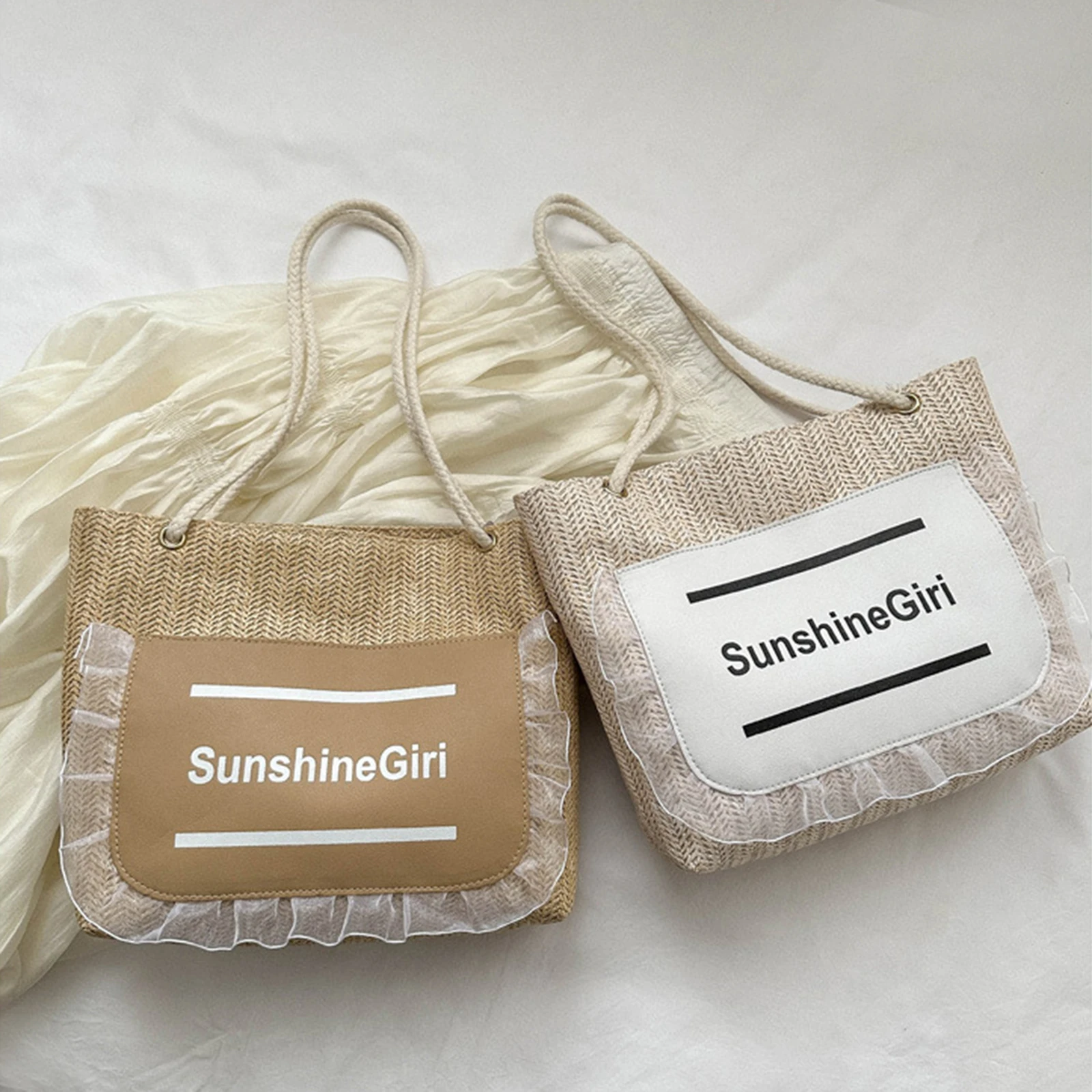 

Female Straw Shoulder Bag Large Capacity Tote Bag Handbag Hobo Bag for Travel Daily Shopping