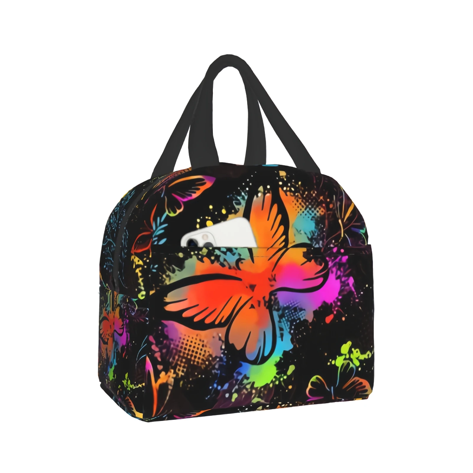 

Rainbow Butterflies Kids Lunch box Insulated Soft Bag Cooler Back to School Thermal Meal Tote Kit for Girls Boys