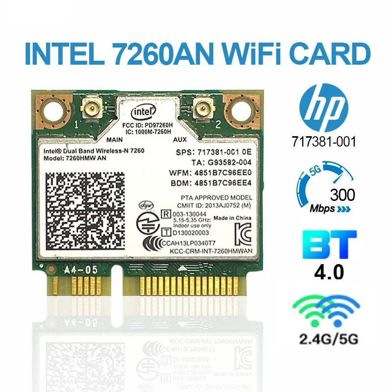 Dual Band Wireless-N 7260 7260AN 802.11abgn+BT4.0 combo WLAN adapter for hp ZBOOK 14 15 Series,sps 717381-001